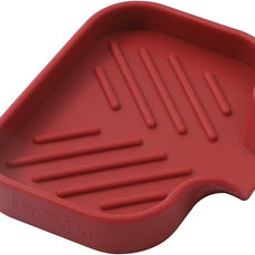 Silicone Bathroom Soap Dishes with Drain Spout-Bathroom and Kitchen Sink Organizer,Sponge Holder,Dish Soap Tray,Perfect for Dispenser,Scrubber,Bottle,Cup on Sink or Counter-Red 4.9