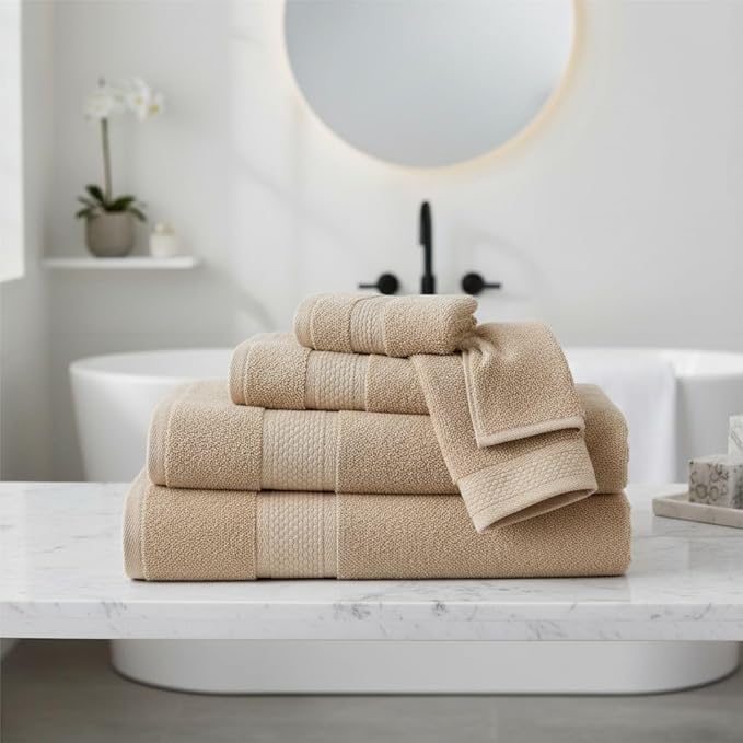 BAGNO MILANO Turkish Towels, Ultra Soft, Plush Luxury Turkih Cotton Bath Towels, Quick Dry Towel Set Made in Turkey (Sand Beige, 2 Pcs Bath Towel Set)