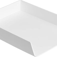 Amazon Basics Rectangular Plastic Desk Organizer Bundle, 3 Pieces Letter Tray/Accessory Tray, White