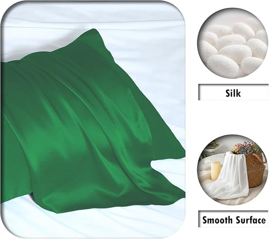 Mulberry Silk Pillow Cases Standard Size Silk Pillowcase with Zipper Soft Breathable Smooth Cooling Satin Silk Pillow Covers for Sleeping for Hair and Skin (Olive Green,20"X 26",1Pcs)