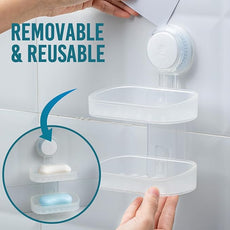 TAILI Double Layer Soap Dish Holder Suction Cup, Strong Sponge Holder for Shower, No Tools Soap Saver for Bathroom, Tub and Kitchen Sink, Shower Accessories, Drill-Free, Removable,Clear