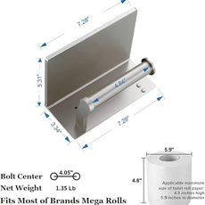 Toilet Paper Holder with Shelf, Aluminum Tissue Roll Holder with Mobile Phone Storage Shelf for Modern Bathroom, 3M Self Adhesive No Drilling or Wall-Mounted with Screws, Brushed Nickel