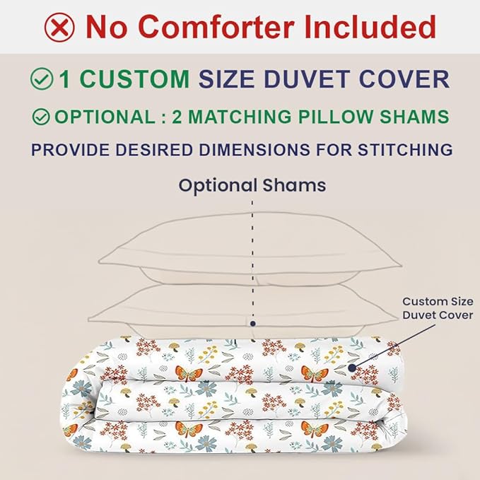 Kotton Culture Custom Duvet Cover - 100% Egyptian Cotton Sateen 600 Thread Count Soft Breathable Durable Customizable Comforter Cover(Desired Dimensions)- Zipper Closure & 7 Internal Ties-Rain Forest