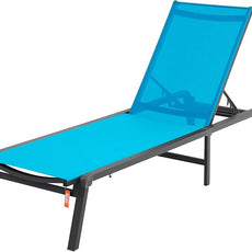 VEVOR 2 Pcs Chaise Lounge Chairs Outdoor, Aluminum Patio Lounge Chair with Adjustable 5-Position, Folding Pool Chairs Recliner and Full Flat Tanning Chair for Patio, Beach, Pool, Blue, 2 pcs