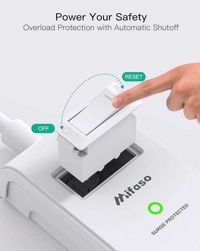 2 Pack Power Strip, 12FT Long Extension Cord, Surge Protector with 6 Outlets and 4 USB Ports (2 USB C), Flat Plug Overload Protection, Extension Cord 10+ ft, Wall Mount for Home Office Dorm College