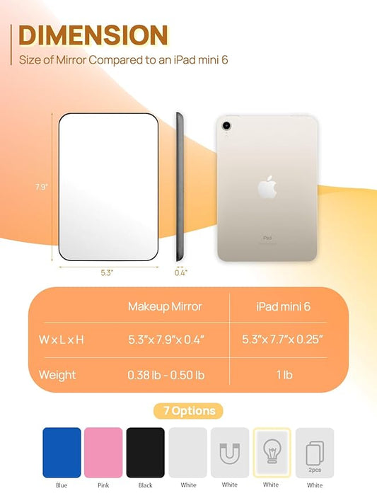 OMIRO Desk Makeup Mirror, 8 x 5 inches Table Mirror with Foldable Stand and Hanging Hole for Shaving and Travelling, Black