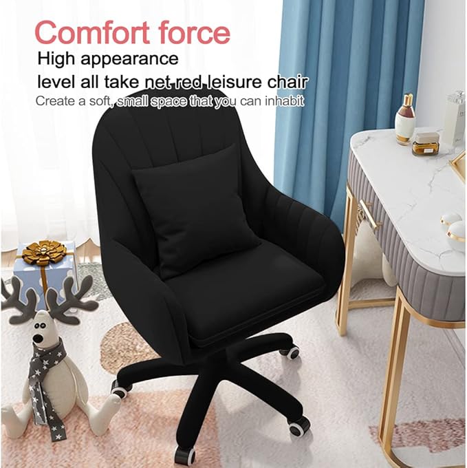Home Office Chair Computer Chair with Mid-Back Upholstered Modern Tufted Computer Task Chair Swivel Height Adjustable Velvet Accent Chair Suitable for Bedroom, Study