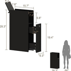 ChooChoo Slim Bathroom Storage Cabinet, Narrow Small Bathroom Organizer with Slide Out Drawer Storage, Toilet Paper Holder, for Small Spaces, Black
