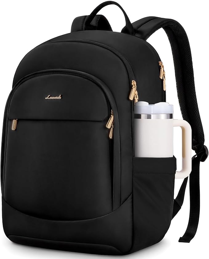 LOVEVOOK Laptop Backpack for Women, 15.6 Inch Work Backpack Purse, Large Capacity Stylish Daypack, Business Computer Bag, Travel Backpack for College, Black