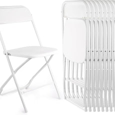 10 Pack White Folding Chairs, Portable Stackable Commercial Foldable Chair, Indoor Outdoor Plastic Folding Chair for Events/Office/Home/Wedding/Party, 400lbs Capacity