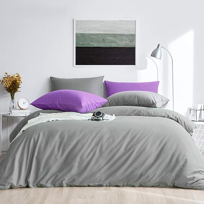 FLXXIE Microfiber Pillow Cases Queen Size Set of 2, Soft Pillowcases with Envelope Closure, Wrinkle Resistant Pillow Covers, 20x30, Purple