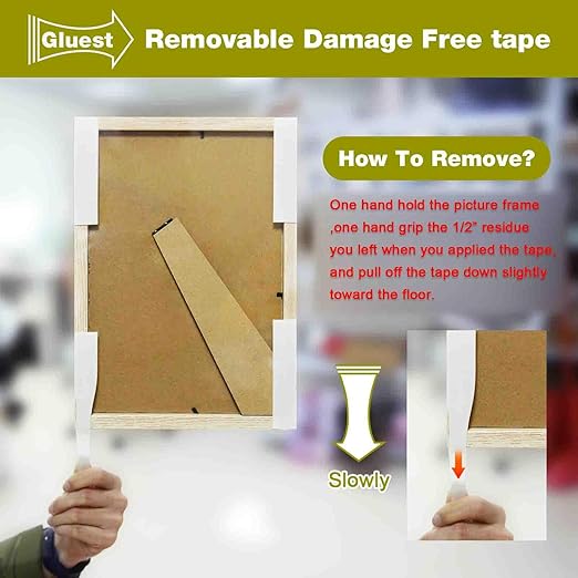Damage Free Double Sided Tape 20ft, Removable Picture Hanging Strips Residue Free, Heavy Duty Mounting Tape, No Damage Wall Tape,Wall Adhesive Strips Foam Tape Wide Roller