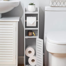 AOJEZOR Toilet Paper Holder Stand: Small Bathroom Storage Cabinet for Small Spaces
