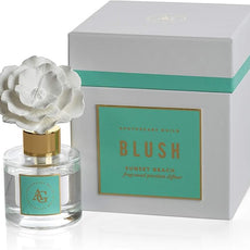 Zodax Apothecary Guild Blush Porcelain Oil Diffuser - Home Fragrance Diffuser Ideal for Living Room, Bathroom, Office - Makes a Great Gift - Porcelain Flower Design - Sunset Beach - 1.69 Oz.