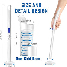 KOKL Disposable Toilet Brush, Toilet Bowl Cleaner Brush with 50PCS Toilet Brush Refills, Toilet Cleaner Refill Pads, Disposable Toilet Bowl Brush and Storage Caddy for Bathroom Cleaning(1-Set)