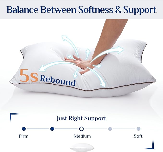 JOLLYVOGUE King Size Pillows Set of 4 for Sleeping, Soft and Supportive Bed Pillows with Down Alternative Filling for Side and Back Sleepers, Hotel Collection