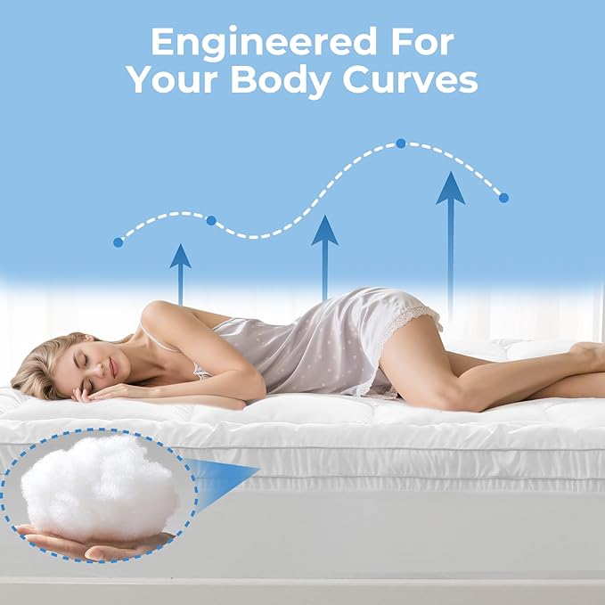 YUGYVOB Twin XL Mattress Topper - 800GSM Extra Thick Cooling & Breathable Mattress Pad with Deep Pocket 8"-21" & Soft Down Alternative Filling, White