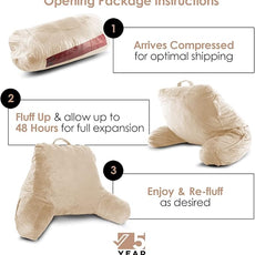 Nestl Reading Pillow for Kids & Teens with Shredded Memory Foam, Backrest Pillows for Reading, Watching, and Gaming, Use on the Couch, Bed, or Floor, Adjustable Support with Washable Cover Beige Cream