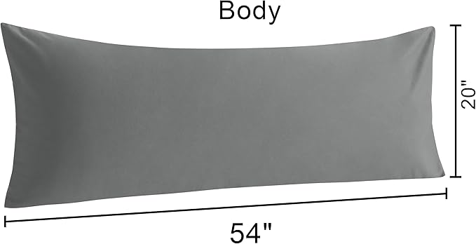 NTBAY Cotton Body Pillowcase - Envelope Closure 20x54 Pillowcase, Breathable and Soft Bed Pillow Case, Grey