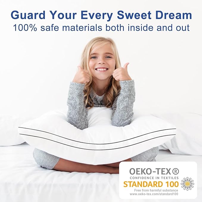 Premium Pillows King Size Set of 4, Fluffy and Supportive 7D Down Alternative Bed Pillows, Luxury Soft Hotel Quality Gusseted Pillow for Side Back Stomach Sleepers, Relief Neck Head and Shoulder Pain