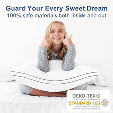 Premium Pillows Queen Size Set of 4, Fluffy and Supportive 7D Down Alternative Bed Pillows, Luxury Soft Hotel Quality Gusseted Pillow for Side Back Stomach Sleepers, Relief Neck Head and Shoulder Pain