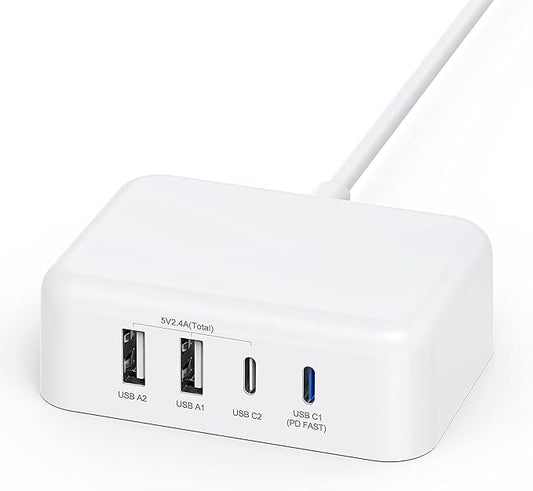 USB C Charger Block, 45W 4 Port USB C Fast Charging Station Hub Cube Brick for Multiple Devices, Travel Charger USB Power Strip Adapter Plug for iPhone 17 16 15 14 Pro Max, iPad, MacBook Air, Samsung