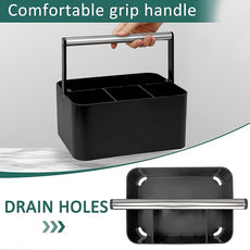 Black Shower Caddy Portable: Plastic Bathroom Caddy Countertop,Cleaning Caddy Organizer with Handle,Utility Hard Shower Basket Storage Tote for Toiletry,College Dorm Room Essential for Guys/Men