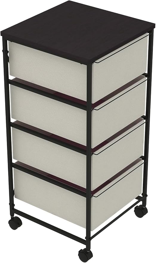 Small Cabinet with Drawers Rolling 4 Drawer Mobile File Cabinet for Home Office Storage and Organization, Fabric Vertical Under Desk Storage for A4/Letter Files(