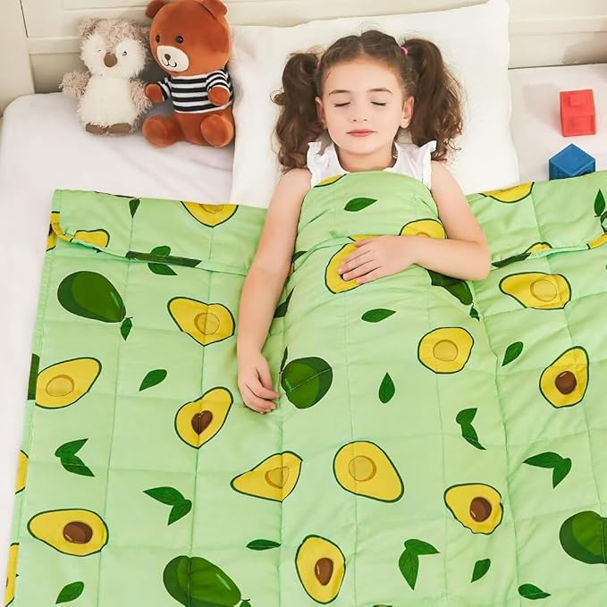 yescool Weighted Blanket 3 Pounds Cooling Weighted Lap Blanket, Green Avocados Heavy Blanket for Sleeping, Breathable Weighted Throw Blanket Gift for 20-40lbs,36"x48"