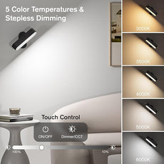 Wireless Battery Operated Wall Sconces for Bedroom, LED Rechargeable Wall Sconce Set of Two for Living Room, Stick on Wall Mounted Lamp for Reading, 2 Pack