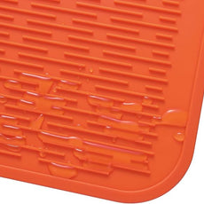 Silicone Dish Drying Mat for Multiple Usage,Easy clean,Eco-friendly,Heat-resistant Silicone Mat for Kitchen Counter or Sink,Refrigerator or Drawer Liner Orange XL 18 inches x 16 inches