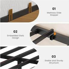 VIAGDO Corner Bed Frame Full with Storage Bookcase and 6 Drawers, Metal Platform Corner Bed Frame with LED Lights and Charging Station, Full Daybed for Kids Teenagers, Rustic Brown & Black