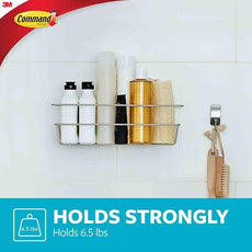 Command Shower Caddy Matte Black with Water Resistant Strips, Bathroom Organizer, Holds up to 6.5 lbs