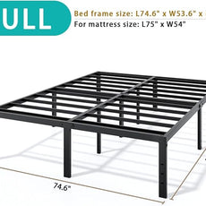 Metal Bed Frame Full Size - 16 Inch Heavy-Duty Full Platform Bed Frame No Box Spring Needed, Easy Assembly, Noise-Free, Sturdy Mattress Foundation, Underbed Storage Space