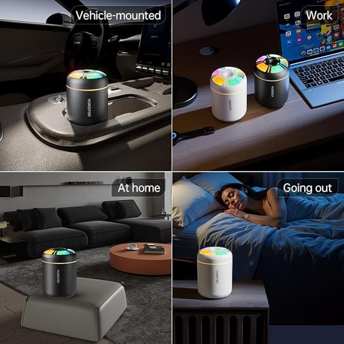 180ml Portable Small Humidifier with Colorful LED Night Light, USB Personal Desktop Humidifier for Car Home Office Travel, Auto Shut-Off, 2 Mist Modes, Super Quiet