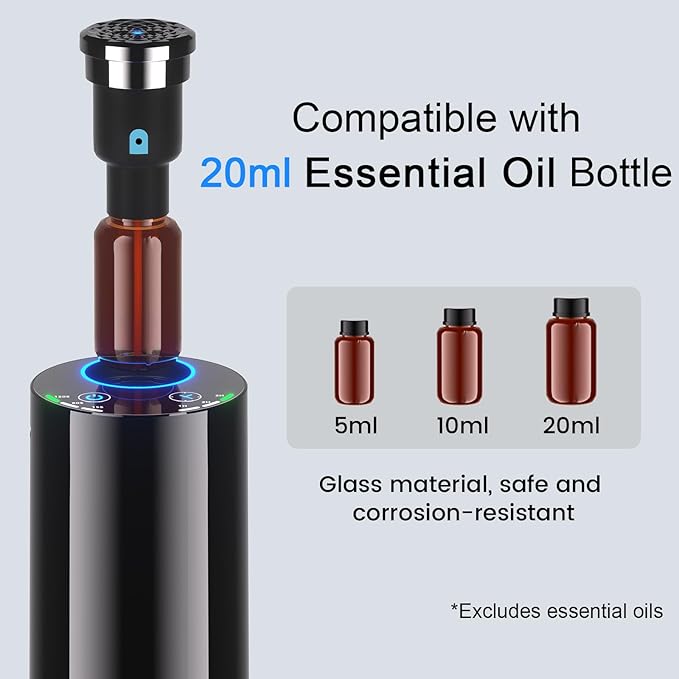 Waterless Diffuser for Essential Oil Diffusers Car Wireless Scent Diffusers for Home with 7 Colorful Lights Portable Travel Cordless Battery Powered Air Diffuser Rechargeable