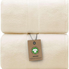 100% Organic Luxury Bath Sheets - GOTS Certified - Extra Large 35x70 Inches (Pack of 2) Zero-Twist, Long-Staple Cotton Bath Sheet Set (Papyrus)