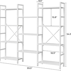 SUPERJARE Triple 4 Tier Bookshelf, Bookcase with 11 Open Display Shelves, Wide Book Shelf Book Case for Home & Office, White