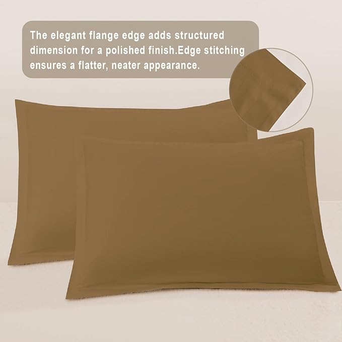 100-Percent Cotton Duvet Cover Set, Hidden Zipper Closure, Ultra Soft, Easy Care and Durable, Simple Bedding Style, Queen, Light Brown (Comforter Not Included)