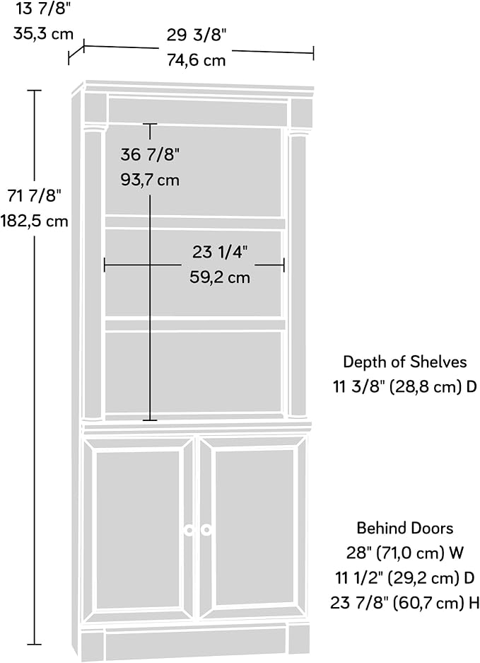 Sauder Palladia Book Shelf, Bookshelf with Storage, Library Bookcase with Doors and Adjustable Shelves, in Select Cherry finish