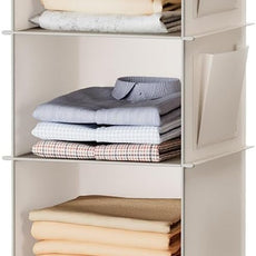 YOUDENOVA Hanging Closet Organizer, 6-Shelf Closet Hanging Storage with Side Pockets, Beige