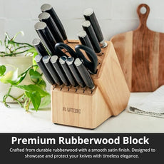 Yatoshi 15 Piece Knife Block Set - Pro Kitchen Knife Set Ultra Sharp High Carbon Stainless Steel with Ergonomic Handle