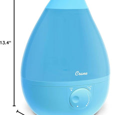 Crane Ultrasonic Cool Mist Humidifier for Bedroom, Baby Nursery, Kids Room, Plants, or Office, Large 1 Gallon Tank, Filter Optional, Aqua