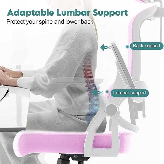 Ergonomic Office Chair - 400LB Comfy Desk Chairs with Adjustable Headrest and Lumbar Back Support, Mesh Computer Chairs with Wheels and Arms for Home Office, Study