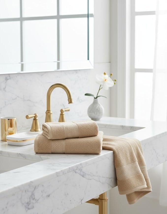 BAGNO MILANO Turkish Towels, Ultra Soft, Plush Luxury Turkih Cotton Bath Towels, Quick Dry Towel Set Made in Turkey (Sand Beige, 2 Pcs Bath Towel Set)