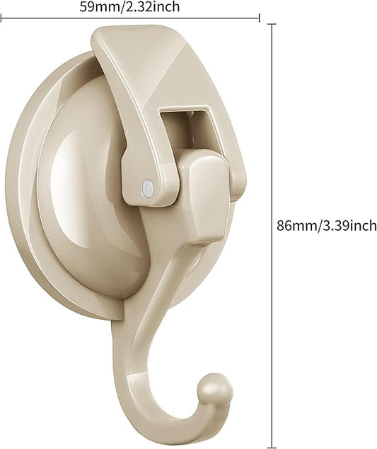 Heavy Duty Vacuum Suction Cup Hooks, Oyster White Plated Polished Super Suction for Kitchen Bathroom, 2 Pack