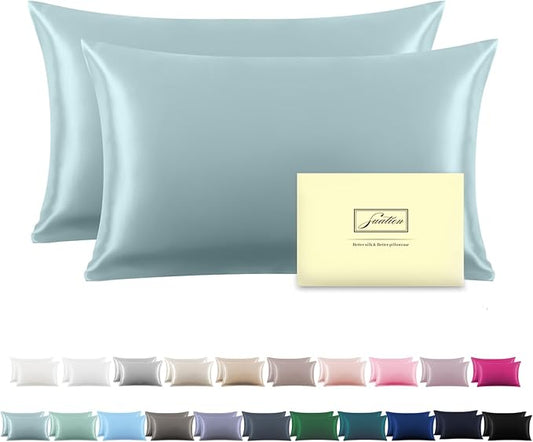 Silk Pillowcase for Hair and Skin,Soft,Breathable and Sliky 100% Silk Pillowcases King Set of 2,Both Sides Natural Mulberry Silk Pillow Cases with Hidden Zipper(King Size 20"X 36",2pcs)