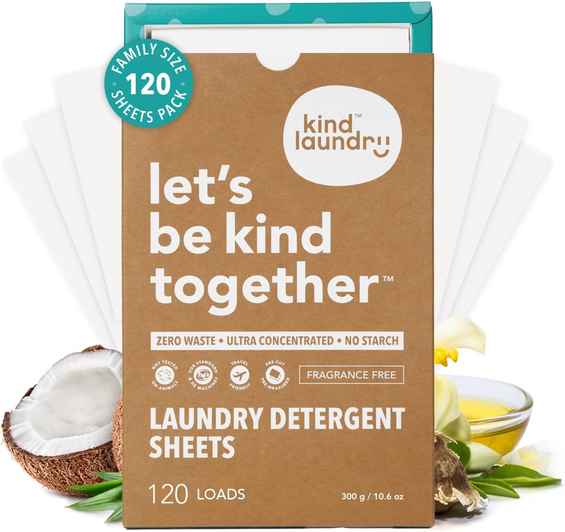 Kind Laundry Detergent Sheets – 32 Loads Ocean Breeze, EWG Verified, No Residue After Wash, Eco Plastic-Free Liquidless Laundry Soap, Non-Toxic Formula, for Sensitive Skin, Travel & Dorm Friendly