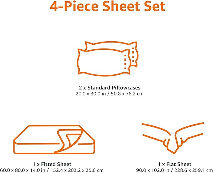 Amazon Basics Lightweight Super Soft Easy Care Microfiber 4 Piece Cozy Comfortable Bed Sheet Set with 14-Inch Deep Pockets, Queen, Black, Solid AmazonBasics
