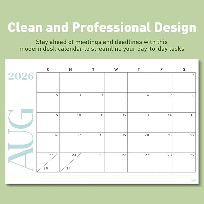 S&O Modern Large Desk Calendar from January 2026-June 2027 - Tear-Away Table Calendar 2026-2027 - Desktop Blotter - Academic Desk Planner - Desk Pad Large - 11x17in